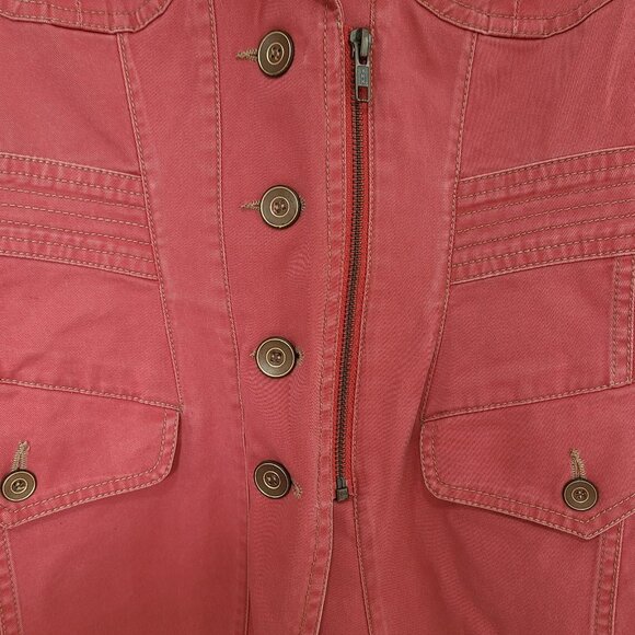 Peruvian Connection Paola Denim Trench Coat Coral 2 - Picture 5 of 9